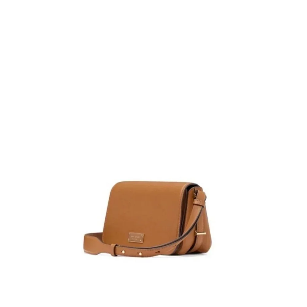 KATE SPADE NY Liv pebbled leather flap crossbody - Cavern Clay /Tan